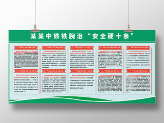中铁铁腕治安全硬十条展板模板设计中国中铁